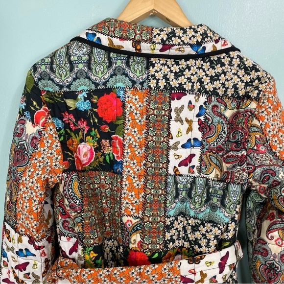 Alice + Olivia Moya Patchwork Tapestry Floral Quilted Coat Belted Butterfly Sz S - Picture 11 of 11
